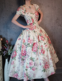 V-neck Ball Gown Floral Prom Dresses HZ1024
