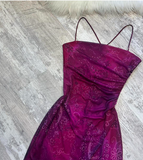 Sheath Chiffon Short Prom Dresses, Grape Homecoming Dresses, Spaghetti Strap Birthday Dresses HZ1024