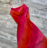 Sheath Chiffon Short Prom Dresses, Gradient Red Homecoming Dresses, Spaghetti Strap Birthday Dresses HZ1024