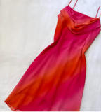Sheath Chiffon Short Prom Dresses, Gradient Red Homecoming Dresses, Spaghetti Strap Birthday Dresses HZ1024
