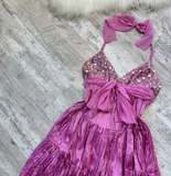 Halter Sheath Satin Short Prom Dresses, Beads Backless Homecoming Dresses HZ1024