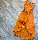 Strapless Sheath Chiffon Beaded Short Prom Dresses,Orange Homecoming Dressess HZ1024
