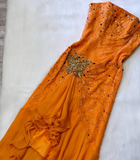 Strapless Sheath Chiffon Beaded Short Prom Dresses,Orange Homecoming Dressess HZ1024