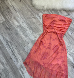 Strapless Sheath Printed Chiffon Short Prom Dresses,Dark Peach Homecoming Dresses HZ1024