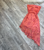 Strapless Sheath Printed Chiffon Short Prom Dresses,Dark Peach Homecoming Dresses HZ1024