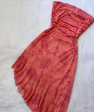 Strapless Sheath Printed Chiffon Short Prom Dresses,Dark Peach Homecoming Dresses HZ1024