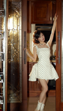 A-Line Satin Short Prom Dresses, Sleeveless Homecoming Dresses, Polka Dot Birthday Dresses HZ1024