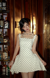A-Line Satin Short Prom Dresses, Sleeveless Homecoming Dresses, Polka Dot Birthday Dresses HZ1024