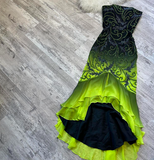 Strapless Mermaid Beaded Chiffon Short Prom Dresses, Green Birthday Dresses HZ1024