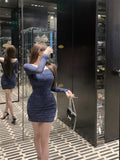 hollow one-shoulder long-sleeved slim-fit hip skirt HZ1024
