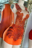 Jewel Bodycon Beaded Birthday Dresses, Orange Homecoming Dresses HZ1024