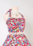 Halter A-line Homecoming Dress Floral Birthday Dresses HZ1024
