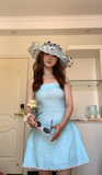 Strapless Bodycon Satin Homecoming Dress Polka Dot Blue Birthday Dresses HZ1024