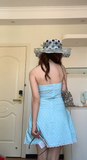 Strapless Bodycon Satin Homecoming Dress Polka Dot Blue Birthday Dresses HZ1024
