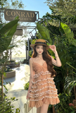Spaghetti Straps Sheath Short Prom Dresses, Peach Homecoming Dresses HZ1024