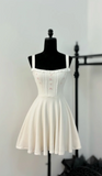 Straps A-line Chiffon Homecoming Dress White Birthday Dresses HZ1024
