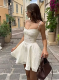 Spaghetti Strap A-Line Homecoming Dresses, Chiffon Sleeveless Short Prom Dresses HZ1024