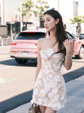 Strapless Sheath Homecoming Dresses, Tulle Applique Sleeveless Short Prom Dresses HZ1024