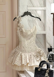 Straps Ball Gown Short Prom Dresses, Polka Dot Homecoming Dresses HZ1024