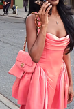 Strapless Ball Gown Birthday Dresses, Hot Pink Homecoming Dresses HZ1024