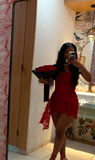 Strapless Sheath Short Prom Dresses, Red Homecoming Dresses HZ1024