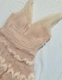 neck Sheath Short Prom Dresses Tulle Birthday Dresses, Light Champagne Homecoming Dresses HZ1024