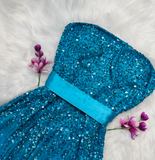 Strapless Sheath Beaded Chiffon Short Prom Dresses, Blue Homecoming Dresses HZ1024