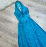 Halter Sheath Chiffon Beaded Short Prom Dresses, Blue Homecoming Dresses HZ1024
