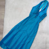 Halter Sheath Chiffon Beaded Short Prom Dresses, Blue Homecoming Dresses HZ1024