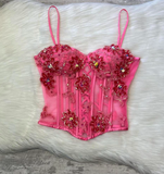 Spaghetti Straps Beaded Corset Sheath Chiffon Two-Piece Short Prom Dresses HZ1024