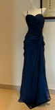 Sweetheart Sheath Chiffon Long Prom Dresses, Navy Blue Formal Evening Dresses HZ1024