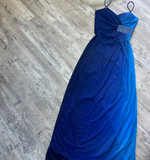 Spaghetti Strap Sheath Chiffon Long Prom Dresses, Blue Formal Evening Dresses HZ1024