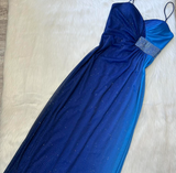 Spaghetti Strap Sheath Chiffon Long Prom Dresses, Blue Formal Evening Dresses HZ1024