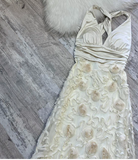 V-neck Sheath Tulle Applique Long Prom Dresses, Backless Formal Evening Dresses HZ1024
