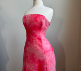 Strapless A-Line Printed Tulle Long Prom Dresses, Pink Formal Evening Dresses HZ1024