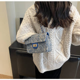 style all-match denim chain diamond square bag crossbody bag HZ1024