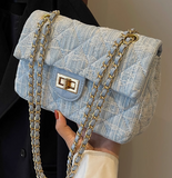 style all-match denim chain diamond square bag crossbody bag HZ1024