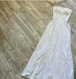 White Formal Dresses,Spaghetti Straps Sheath Guest Dresses, Beaded Long Prom Dresses HZ1024