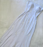 White Formal Dresses,Spaghetti Straps Sheath Guest Dresses, Beaded Long Prom Dresses HZ1024