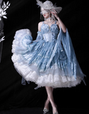Straps Ball Gown Lace Tulle Birthday Dresses Cute Blue Lolita Dresses HZ1024