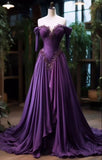 Sweetheart Neck Sheath Chiffon Applique Long Prom Dresses Purple Sweet 16 Dress HZ1024