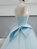 Satin Tulle Blue Long Prom Dress, Blue Long Formal Dress HZ1024