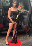 Sequin Birthday Dresses Strapless Bodycon Chiffon Short Prom Dresses Sequin Birthday Dresses Black Homecoming Dresses HZ1024