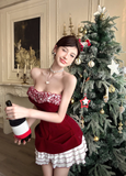 Red Hoco Dress Strapless Birthday Dresses Velvet Christmas Dresses HZ1024