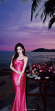 Hot Pink Long Formal Dresses, Spaghetti Strap Mermaid Prom Dresses, Open Back Evening Dresses HZ1024