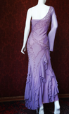 One Shoulder Sheath Long Prom Dresses,Beaded Chiffon Purple Formal Dresses HZ1024