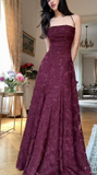 Spaghetti Strap Sheath Wedding Guest Dresses,Lace Rust Red Formal Dresses HZ1024