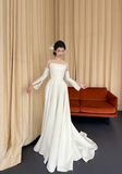 Strapless A-line Simple Wedding Dresses Ivory Bridal Gowns HZ1024
