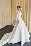 Strapless A-line Simple Wedding Dresses Ivory Bridal Gowns HZ1024