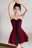 Birthday Dresses Strapless Hoco Dresses Burgundy Short New Year's Evening Dresses HZ1024